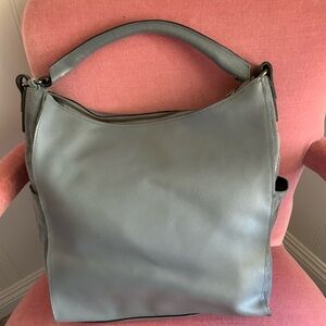 Elegant Gray Women's Hobo Bag - Leather